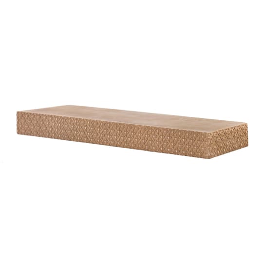 Large Natural Rustic Embossed Wood Floating Wall Shelf